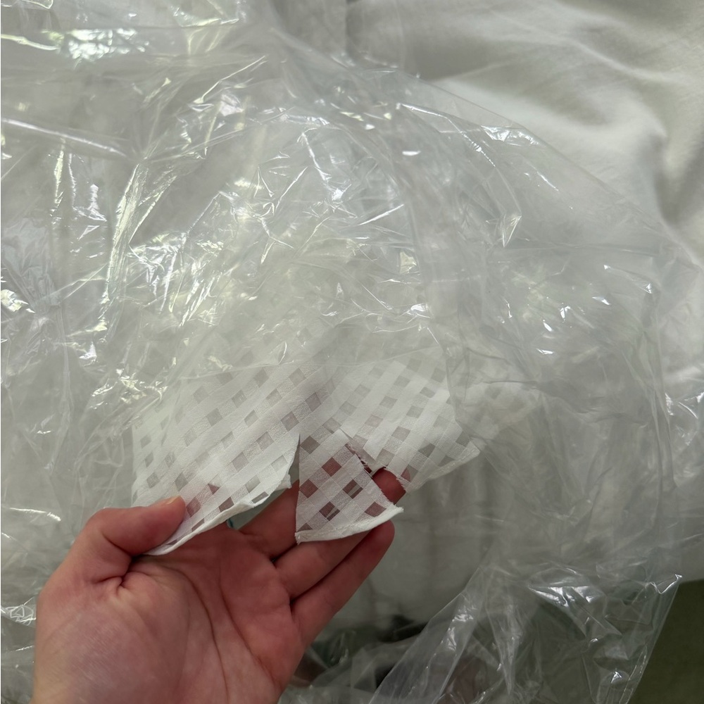 Amanda Uprichard White Mini Gingham Organza Dress - Picture 7 of 8